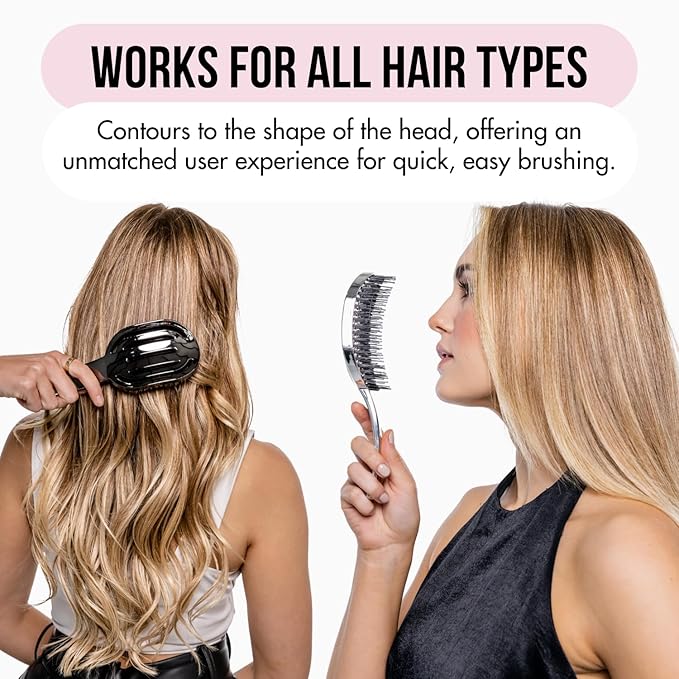 MOYOKO Detangler Brush for Curly, Thick & Straight Hair - Ergonomic Curved Detangling Hairbrush for Women & Girls, Prevents Hair Breakage, Wet & Dry Hairbrush (Unicorn)