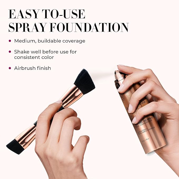 LUMINESS Silk Airbrush Spray Foundation & Buffing Brush Deep Rich)