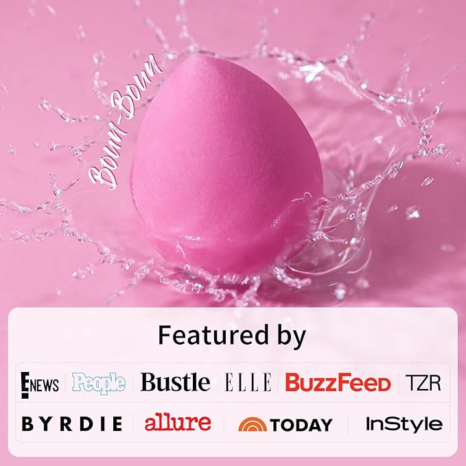 BEAKEY Latex-Free Blender Makeup Sponge for Blending, Pink Makeup Sponge Set, Soft Beauty Sponge, for Flawless Application of Liquid, Cream, and Powder Cosmetics
