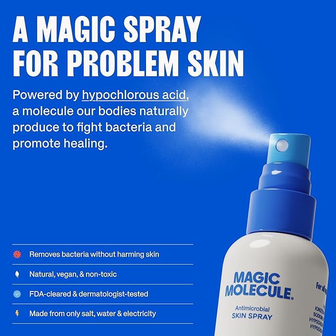 Skin Cleanser for All Types, Hypochlorous Acid Spray Helps Heal Acne Prone, Eczema and Itchy Rashes and 50 Other Skin Ailments, Safe for Multiple Daily Uses, 8 oz Spray