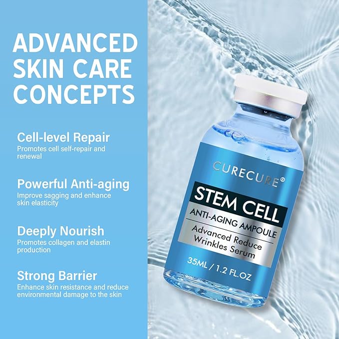 Stem Cell Serum for Face, 2 Count Microneedling Serum, Stem Cell Solution Ampoule to Use with and without Micro Needling, Anti Aging & Smooth Wrinkles