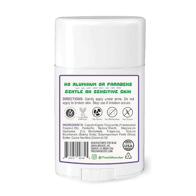 Fresh Monster Natural Deodorant for Kids and Teens I Aluminum-Free, Paraben-Free and Hypoallergenic I Dermatologist Tested I 24-Hour Protection I Gummy Burst I 1.76 oz I 3 Pack
