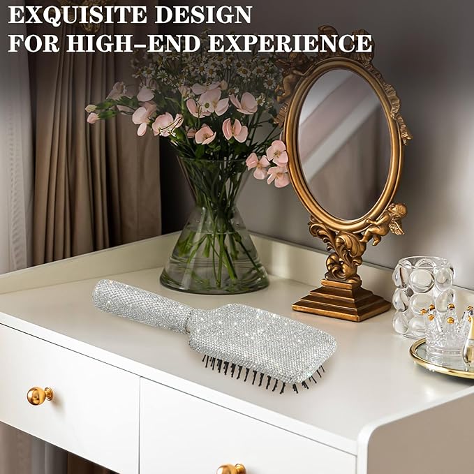 Curly Hair Brush, Luxury Crystal Diamond Detangling Brush, Paddle Brushes for Women's All Hair Types