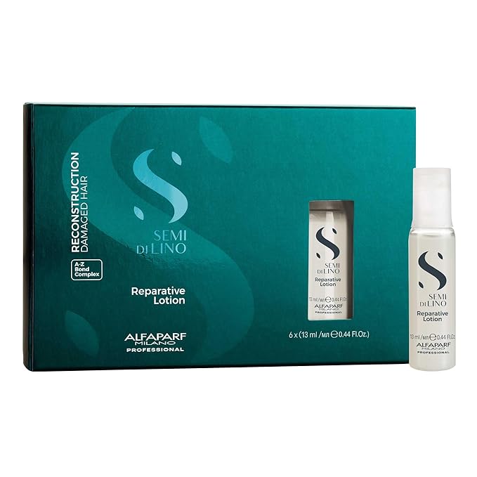 Alfaparf Milano Semi di Lino Reconstruction Reparative Lotion Treatment - Hair Repair for Damaged Hair, Adds Shine, Softness and Body - Thermal Protection - Anti Hair Breakage (6 Vials/2.64 oz)