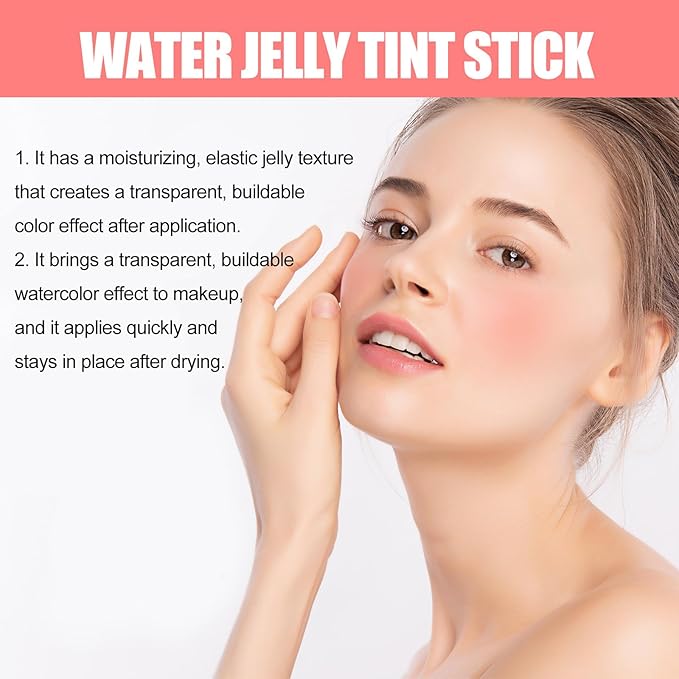 Milk Jelly Blush, Moisturizing, Milk Cooling Water Jelly Tint Sheer Lip & Cheek Stain Makeup Jelly Blush Stick.(Berry)