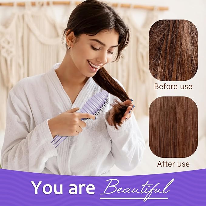 Curl Defining Hair Brush, Wet Hair Brush for Women and Men, Detangler Hairbrush for Wet & Dry, Styling Brush for Curly Hair, Shaping and Defining Curls for Long/Wavy/Damaged Hair, Purple