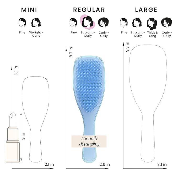 Tangle Teezer Ultimate Detangler Brush for Wet & Dry Hair, Eliminates Knots & Reduces Breakage for All Hair Types, Denim Blues