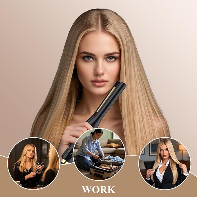 Small Flat Iron, 1/2 Inch Flat Iron for Short Hair Straightener and Curler 2 in 1, Ceramic Ionic Floating Plates for Less Frizz, 10s Quick Heat Up, Straightener for All Hair Types(Black)