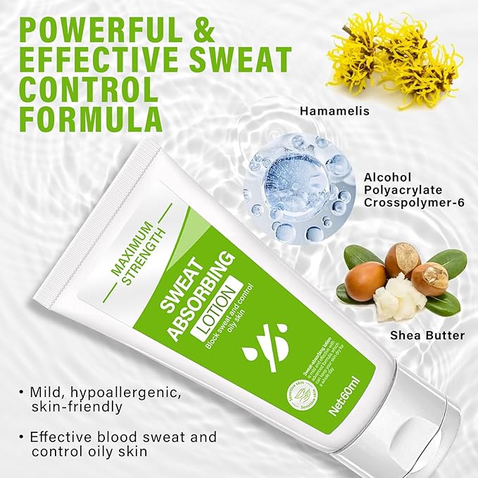 Face Antiperspirant, Face Sweat Blocker, Face No Sweat Lotion, Oily Skin Control, Anti Sweat for Men & Women, 60ml