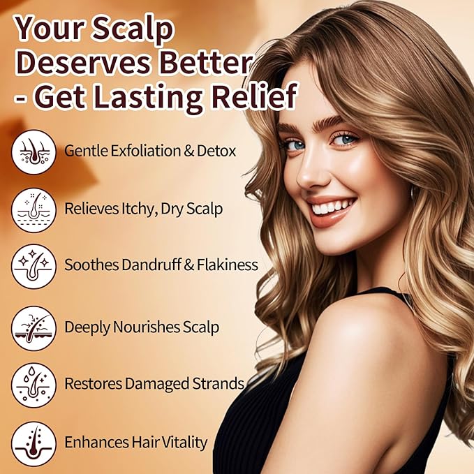 Scalp Scrub with Batana Oil, 2-in-1 Shampoo Scalp Exfoliator for Hair Treatment, Includes Silicone Scalp Massager, Removes Buildup & Dandruff, 10.6oz