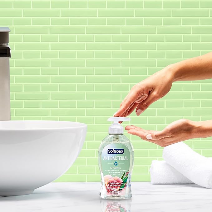 Softsoap Antibacterial Liquid Hand Soap, Sensitive Rosewater and Aloe scent Hand Soap, 11.25 Fl Oz (Pack of 6)