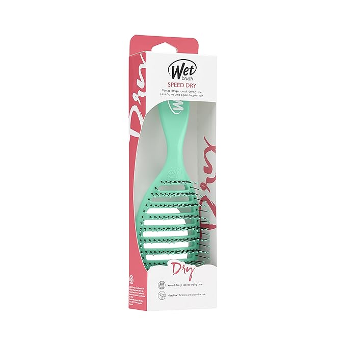 Wet Brush Speed Dry Hair Brush, Amazon Exclusive Aqua, Vented Design & Soft HeatFlex Bristles, Blow Dry Safe, Ergonomic Handle Manages Tangles & Uncontrollable Strands, Pain-Free Hair Accessories