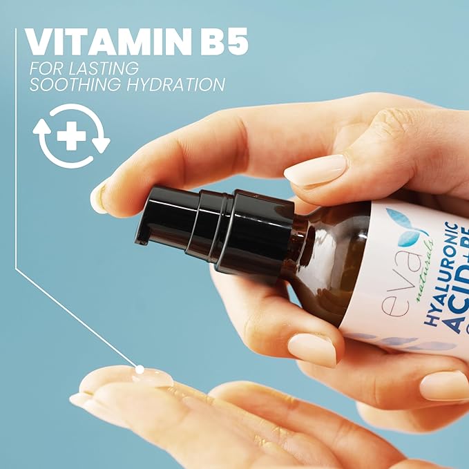 Eva Naturals Hyaluronic Acid + B5 Serum - Deeply Hydrating and Moisturizing for All Skin Types, Unisex