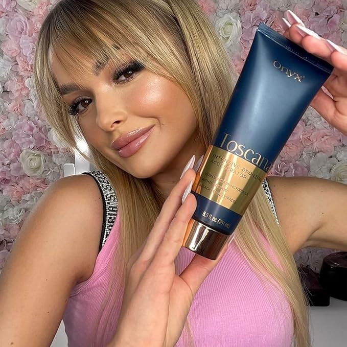 Onyx Toscana Intensive Bronzing Accelerator | Bronzing Tanning Lotion for Tanning Beds | Streak & Stain Free Tanning Lotion for Indoor Outdoor | Face & Body Lotion for Sensitive Skin - 8.5 fl oz
