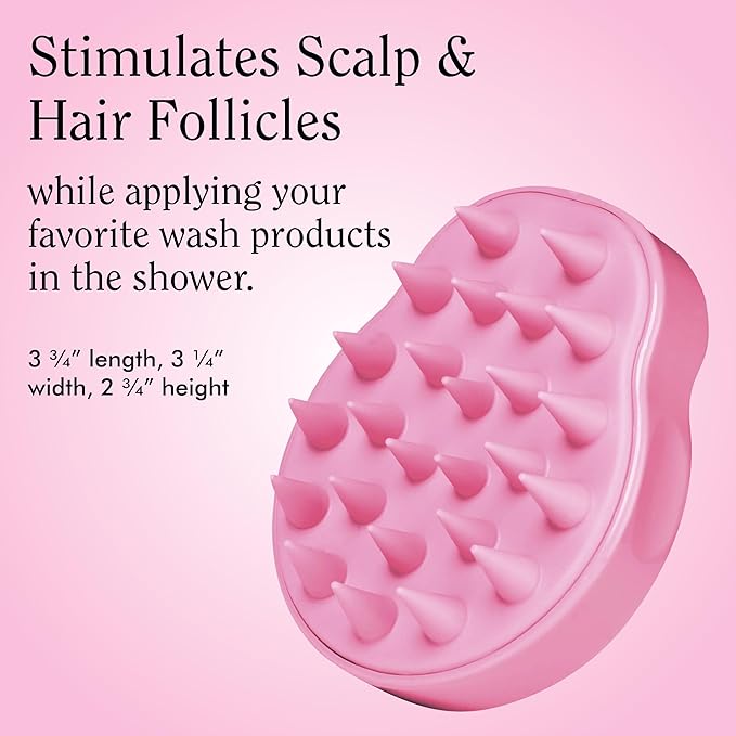 Rizos Curls Scalp Massage Brush, Remove Buildup, Stimulate Scalp Supporting Hair Health & Growth, Remove Dandruff Soothing Scalp, Comfortable Hold, Pink
