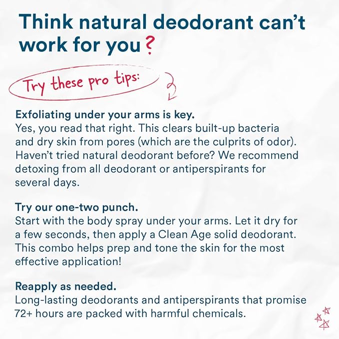 Aluminum Free Deodorant & Body Spray for Whole Body - Oasis 4oz (2 Pack) Clean Deodorant and Body Spray for Teen Boys and Girls - With AHA For Body Acne - Body Spray for Teens Formula