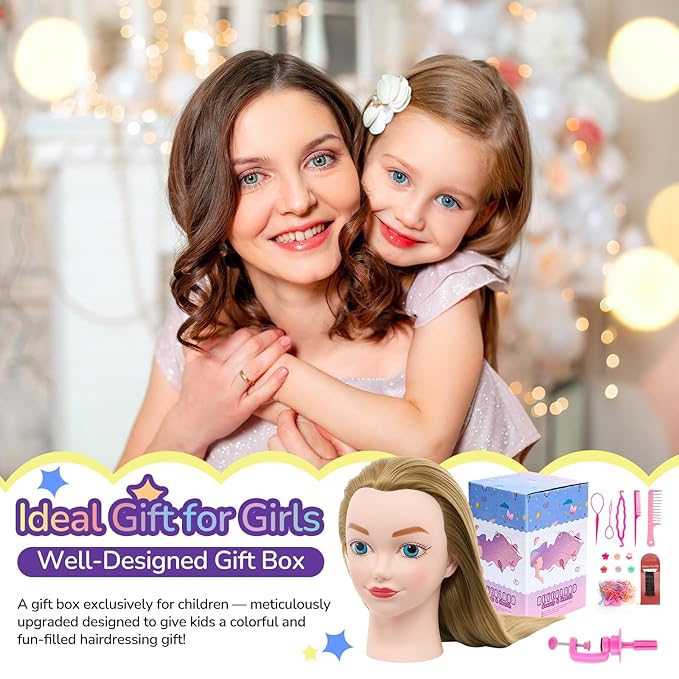 Neverland Beauty Mannequin Head with Hair, 20 Inch Cosmetology Manikin Practice Braiding Doll Head for Hair Styling, Training Head for Braiding Hairdressing for Kids #27