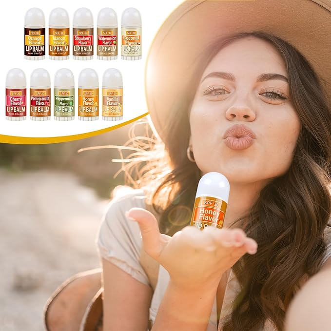 10 Pcs Mini Sunscreen Lip Balms Bulk Spf 30 Lip Balms Sticks with Sunscreen Teacher Nurse Volunteer Employee Appreciation Gifts Bulk Staff Team End of Year Coworkers Gifts for Women Men