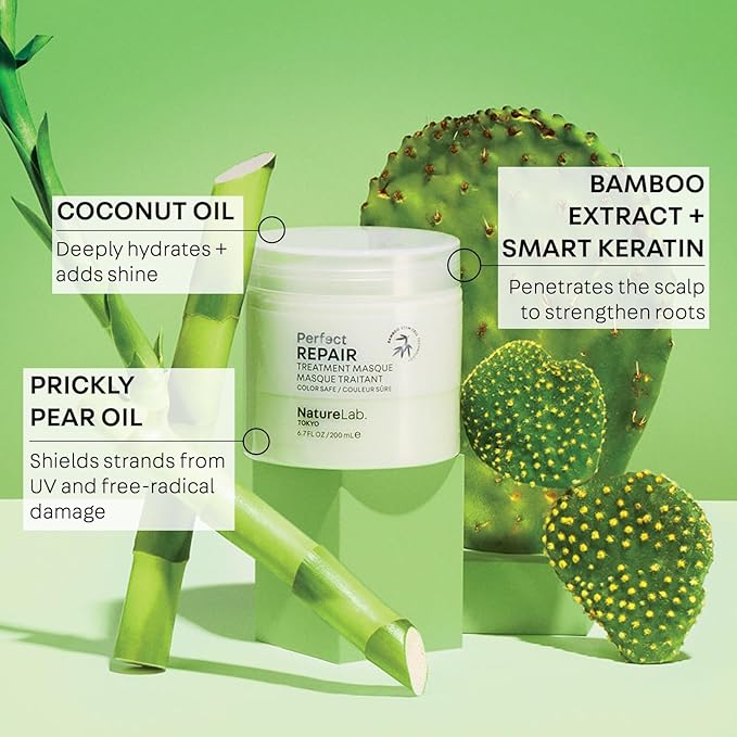 NATURELAB. TOKYO Perfect Repair Treatment Masque: Heat and Color Protection, Hair Mask Treatment to Strengthen and Repair Dull, Damaged, Brittle Hair I 6.7 FL OZ / 200ml