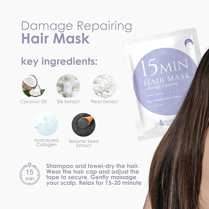 15 Min Pamper Me Kit by Naisture – Korean Spa Kit for Women with Hair Mask, Hand and Foot Masks, Eye Mask, and Face Masks