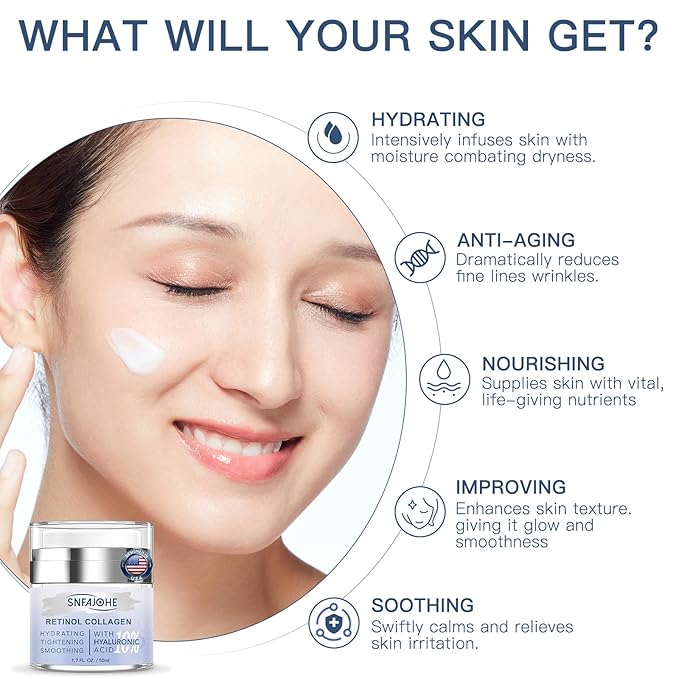 Instant Face Lift Cream with Retinol,Collagen & Hyaluronic Acid, Anti-Aging Moisturizer for Face, Neck & Décolleté,Firming Neck Cream for Women & Men, 1.7 Fl Oz