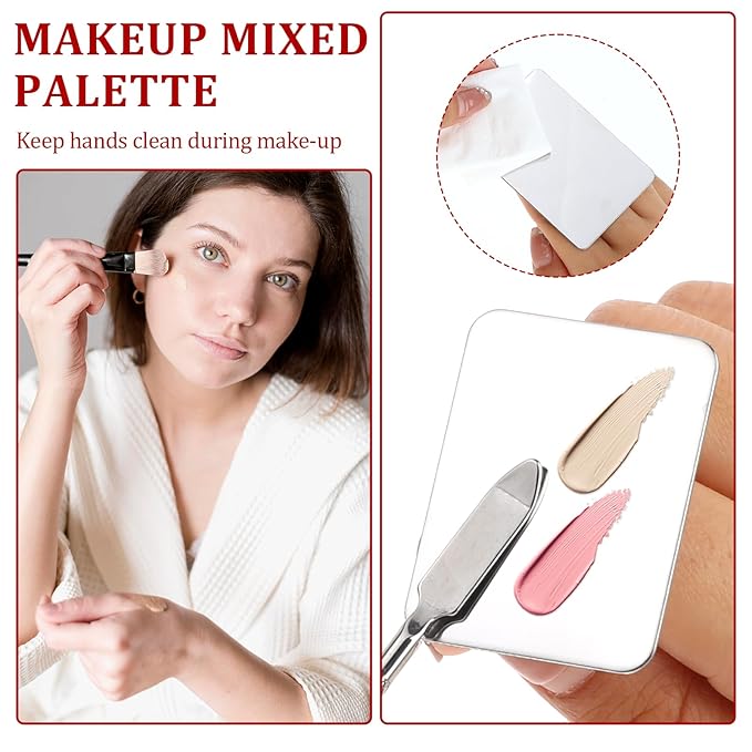 2 Pcs Stainless Steel Makeup Palette Makeup Spatula