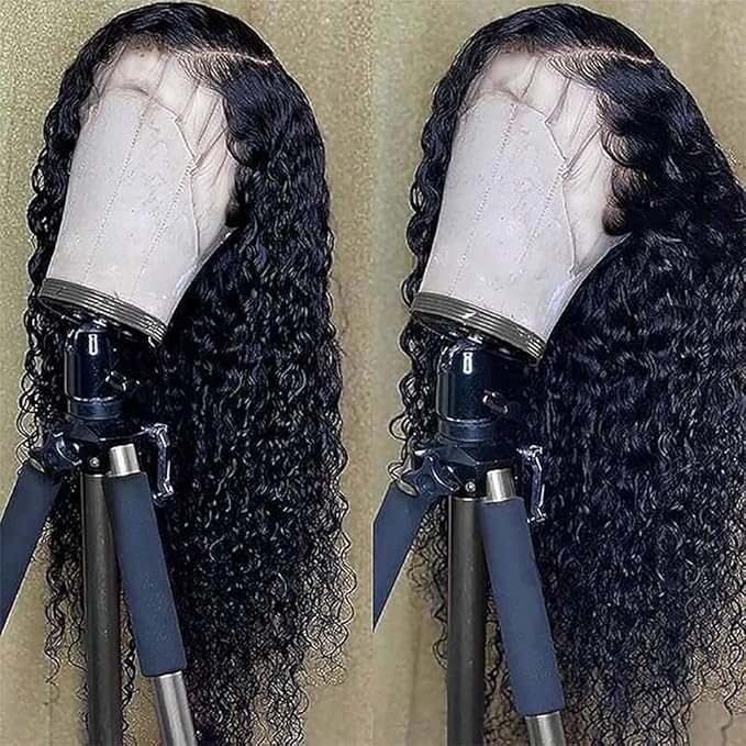 CHEETAHBEAUTY Deep Wave Wigs 13X6 HD Transparent Lace Front Wigs Human Hair Brazilian Virgin Human Hair Wigs for Black Women Pre Plucked with Baby Hair Natural Color 250% Density(36inch)