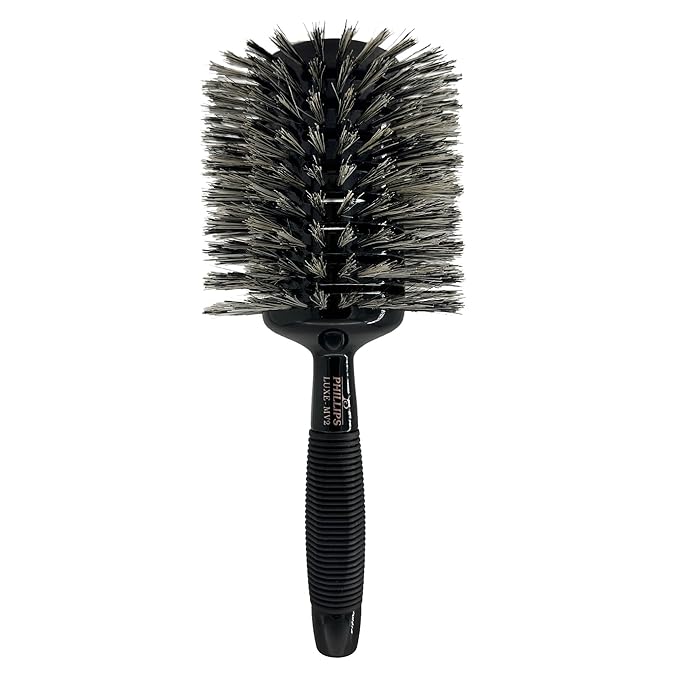 Phillips Brush Luxe Monster Vent 2 Professional Hair Brush (4.5” Diameter Barrel) – Black & Rose Gold Vented Hairbrush with Nylon Reinforced Boar Hair Bristles, Ergonomic Rubber Grip