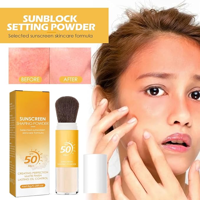 Mineral Sunscreen Setting Powder, SPF 50 Mineral Sunscreen Setting Powder for Face, Oil Control Natural Matte Finish, Mini Sunscreen Bulk Powder, Long-Lasting Lightweight Breathable