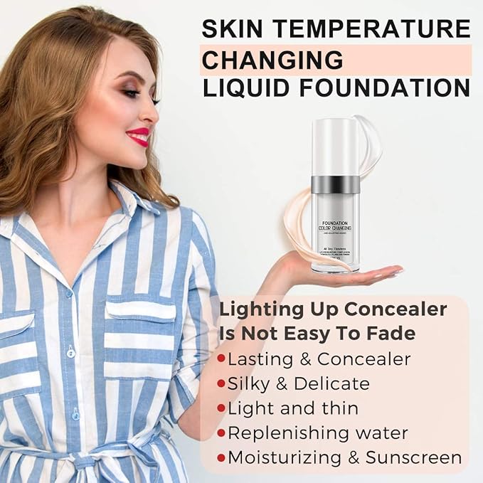 Flawless Colour Changing Warm Skin Tone Foundation,Naturally Blends Face 30ML