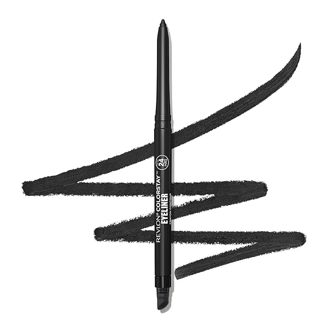 Revlon ColorStay Pencil Eyeliner with Built-in Sharpener, Waterproof, Smudgeproof, Longwearing Eye Makeup with Ultra-Fine Tip, 201 Black, 0.01 oz