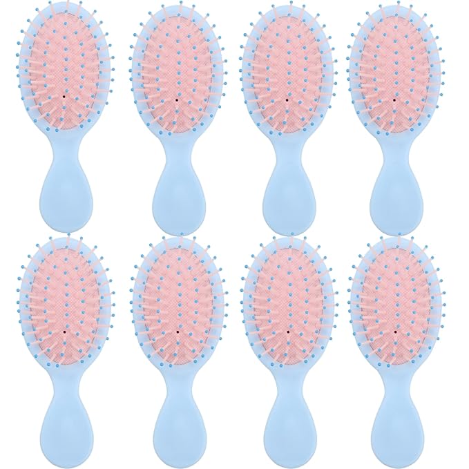 Cute Mini Travel Hair Brushes 8 Pieces, Bridesmaid Proposal Gifts, Blue&pink, for Wedding Party Favors