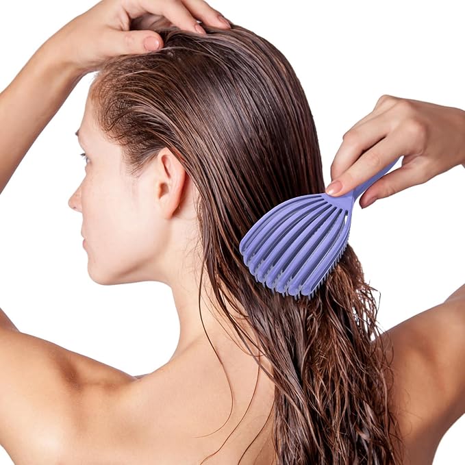 Detangler Brush for Curly Hair, Hairbrush for Wet Dry Thick Thin, Easily Comb Through Curl Hair and Reduces Breakage, Curly Brush for Women Men Kid (Purple)