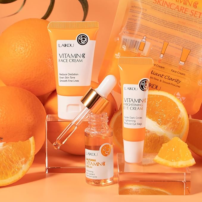 Skin Care Set Vitamin C Beauty Gift Sets Skin Care Kit with Serum, Eye Cream, Face Cream Travel Kit for Women Mom Wife Sister Daughter Teen Girls TSA-friendly Sizes Birthday Gift 3pcs
