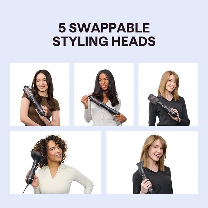 Wavytalk Hair Dryer Brush Set, Air Sculpt 5-in-1 Hot Air Brush Set | Blowout Brush Styler for Salon Blowouts, Volumizing, and Straightening, Sleek Frizz-Free for Every Hair Type, Black