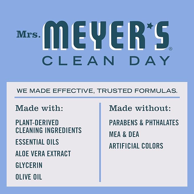MRS. MEYER'S CLEAN DAY Hand Soap, Made with Essential Oils, Biodegradable Formula, Bluebell, 12.5 fl. oz - Pack of 6