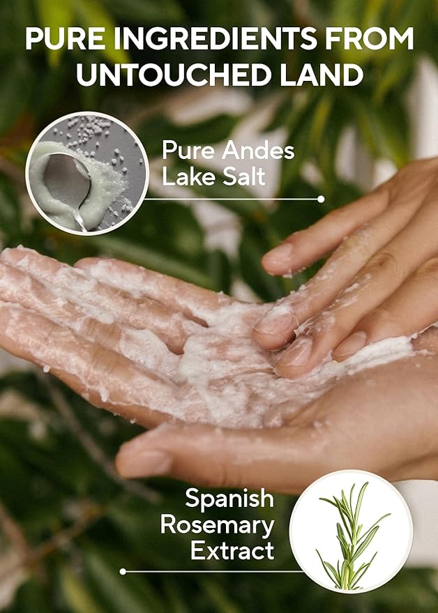 AROMATICA Rosemary Salt Scrub Shampoo 10.5 oz / 300g - Hair Loss Shampoo with Rosemary Scalp Oil | Scalp Exfoliator with Salt Scrub for Oily Scalp | Sulfate Free, Silicone Free