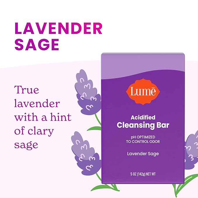 Lume Acidified Body Cleansing Bar - 24 Hour Odor Control - Removes Odor Better Than Soap - Moisturizing - No SLS or Parabens - OB/GYN Developed - 8.5 Ounce, 3 Pack (Tangerine, Lavender, & Unscented)