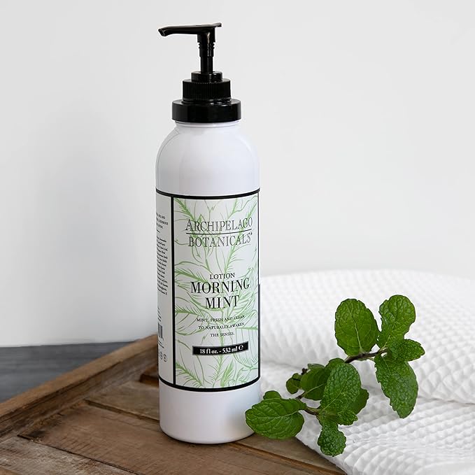 Archipelago Botanicals Morning Mint Lotion, Energizing and Invigorating Lotion for Smooth Skin, Scented Body Lotion Free from Parabens, Phthalates and GMOs (18 oz)