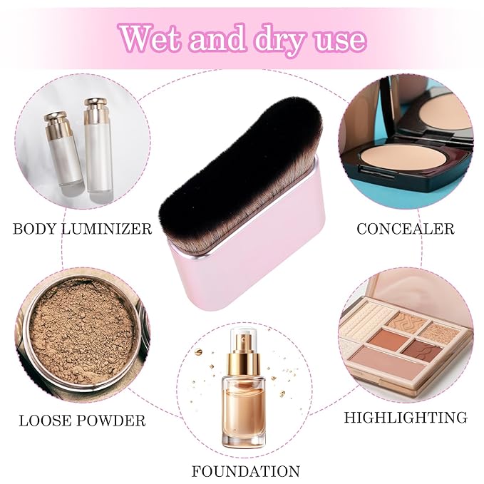 Self Tan Brush Soft Body Makeup Brush Portable Self Tanning Brush Self Tanner Face Brush For Body & Leg Makeup(Pink Rose Gold)