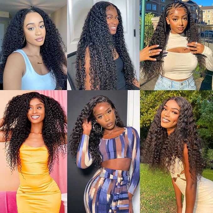 CHEETAHBEAUTY Deep Wave 13X6 HD Transparent Lace Front Wigs Human Hair Brazilian 10A Grade Deep Curly Human Hair Wigs for Black Women Pre Plucked with Baby Hair Natural Black 250% Density(30inch)