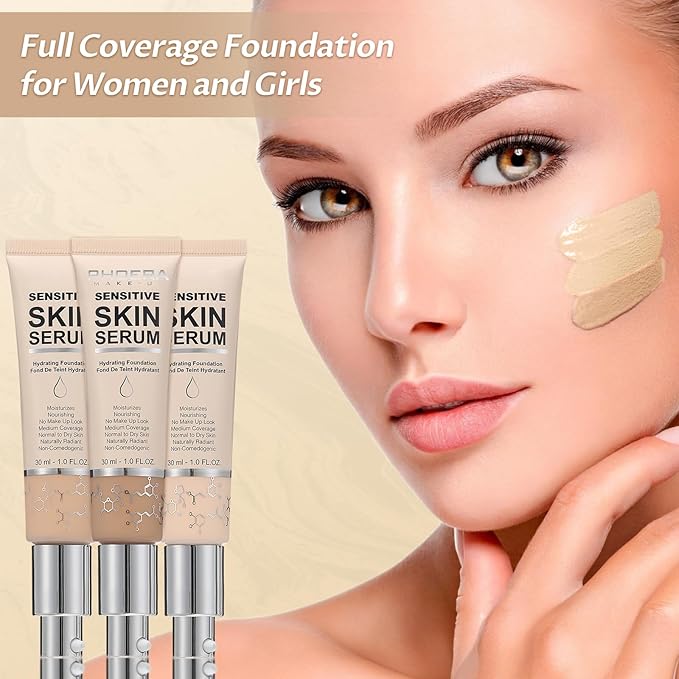 Phoera Foundation Makeup,Flawless Soft Matte Full Coverage with Porcelain, 1PC)