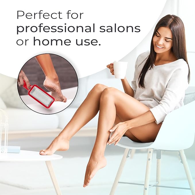 Microplane Colossal Foot File, Red and Black - The Original Stainless-Steel Foot Scraper, Dead Skin/Callus Remover for Feet, Foot Scrubber, Pedicure Tools for Salon-Quality Foot Care (2 Piece Set)