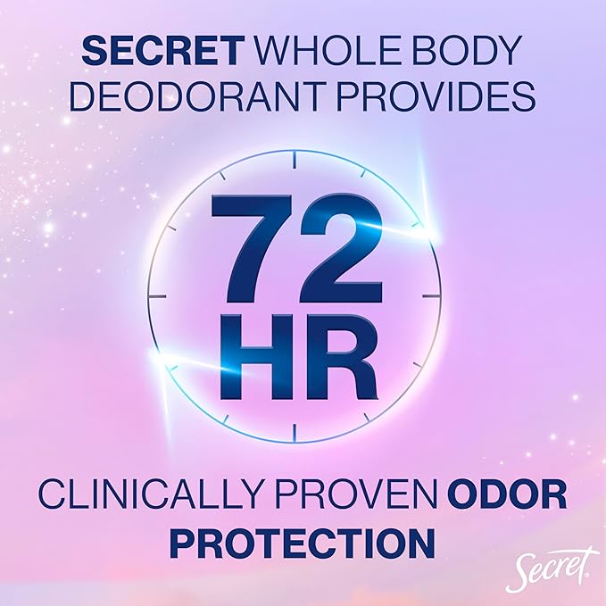Secret Whole Body Deodorant Stick for Women, Rosewater Scent, Aluminum Free Deodorant Stick, 72 HR Odor Protection, 2.4 oz
