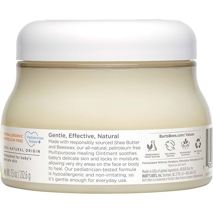 Burt's Bees Baby 100% Natural Origin Multipurpose Healing Ointment, Face & Body Baby Ointment – 7.5 Ounce Tub