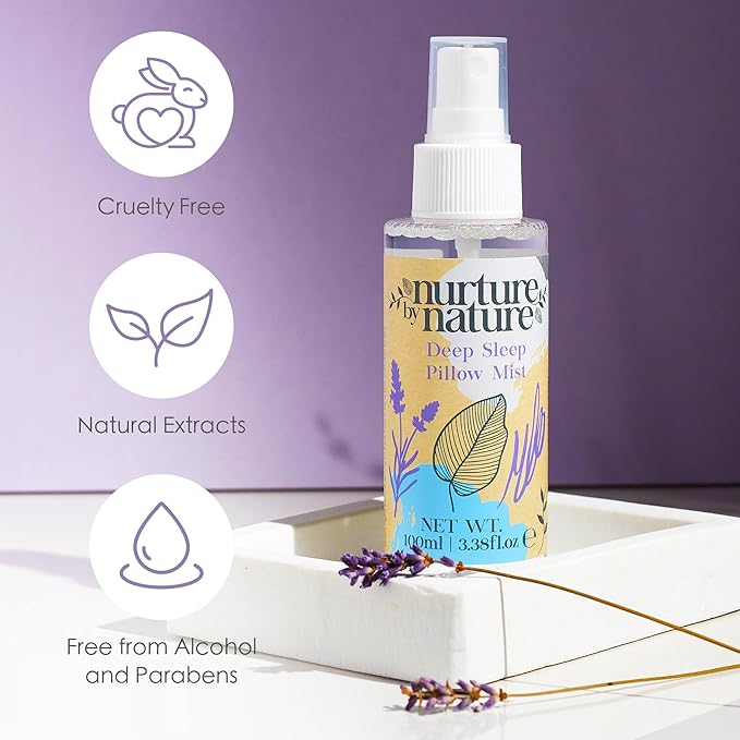 Nurture by Nature RELAX & CALM Spa Kit - Mothers Day Gifts - Spa Gift Baskets For Women, Complete Bath Sets for Women Gift - Lavender Pillow Mist, Bath Salts, Bath Bomb - Self Care Gift Basket