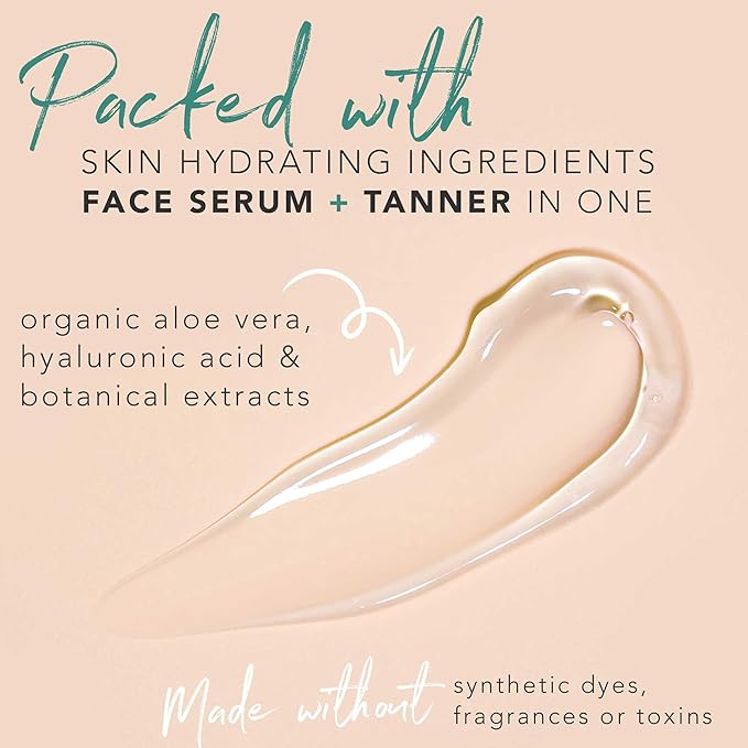 Face Tanner Serum - Medium to Dark Sunless Tanner for Face Sunless Tanner with Hyaluronic Acid - Self Tanner for Face Self Tan - Natural Face Tanner for Face Self Tanner