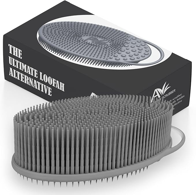 Avilana Silicone Body Scrubber – Gentle Shower Brush & Loofah Alternative – Silver-Infused Options – Fast-Drying, Hygienic, BPA-Free Silicone Body Exfoliator for Sensitive Skin, Men & Women