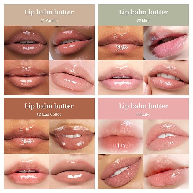 4PCS Summer Lip Butter Balm,Conditioning Lip Mask and Lip Balm for Instant Moisture,Nourishing Lip Care with Natural Ingredients,Soothes Softens Dry Lips