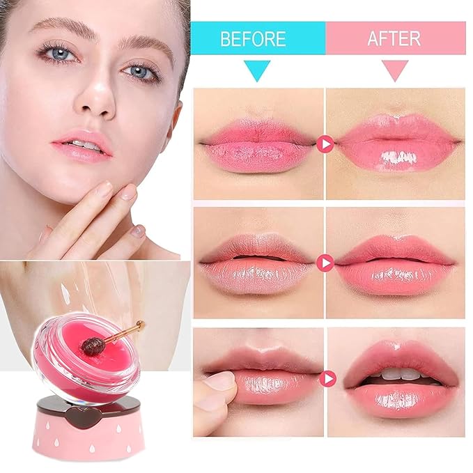 3 Pcs Bee Lip Balm Honey Pot,Honey Strawberry Lime Lip Mask,Lip Balm Moisturizing Lip Sleep Mask with Stick Hydrating & Prevention Dry and Cracked (Honey Strawberry Lime)
